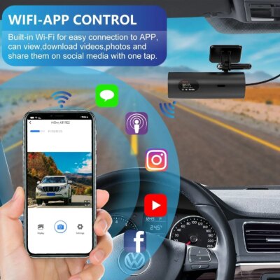 2K Car Dash Cam DVR Recorder Auto Recorder APP Control Black Box WIth WIFI Voice 24h Parking Monitoring function car accessories - Image 2