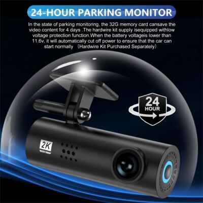 2K Car Dash Cam DVR Recorder Auto Recorder APP Control Black Box WIth WIFI Voice 24h Parking Monitoring function car accessories - Image 5