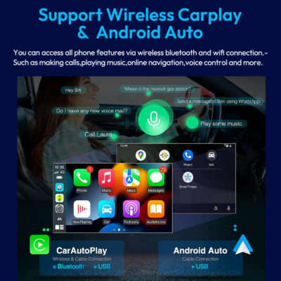 10" 4K Portable Dash Cam Portable Car Radio Apple CarPlay Android Auto +1080P Camera GPS - Image 3