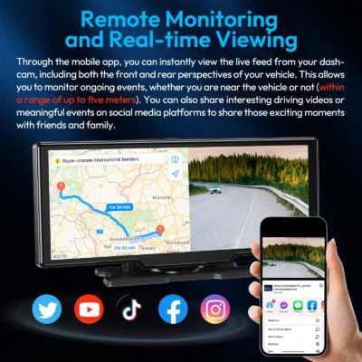 10" 4K Portable Dash Cam Portable Car Radio Apple CarPlay Android Auto +1080P Camera GPS - Image 4