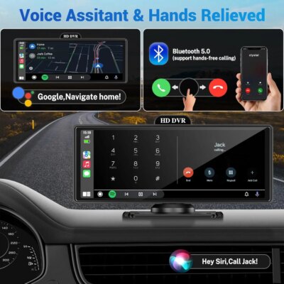 11.26 Inch 4K DVR Wireless CarPlay & Android Auto Dash Cam Bluetooth Audio GPS Navigation Dashboard Dual Lens Video Recorder - Image 3