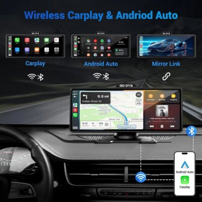 11.26 Inch 4K DVR Wireless CarPlay & Android Auto Dash Cam Bluetooth Audio GPS Navigation Dashboard Dual Lens Video Recorder - Image 2