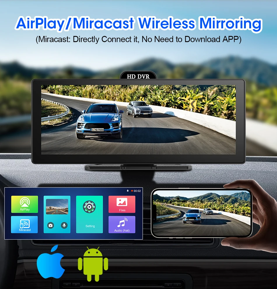 11.26 Inch 4K DVR Wireless CarPlay & Android Auto Dash Cam Bluetooth Audio GPS Navigation Dashboard Dual Lens Video Recorder 11.26 Inch 4K DVR Wireless CarPlay & Android Auto Dash Cam Bluetooth Audio GPS Navigation Dashboard Dual Lens Video Recorder