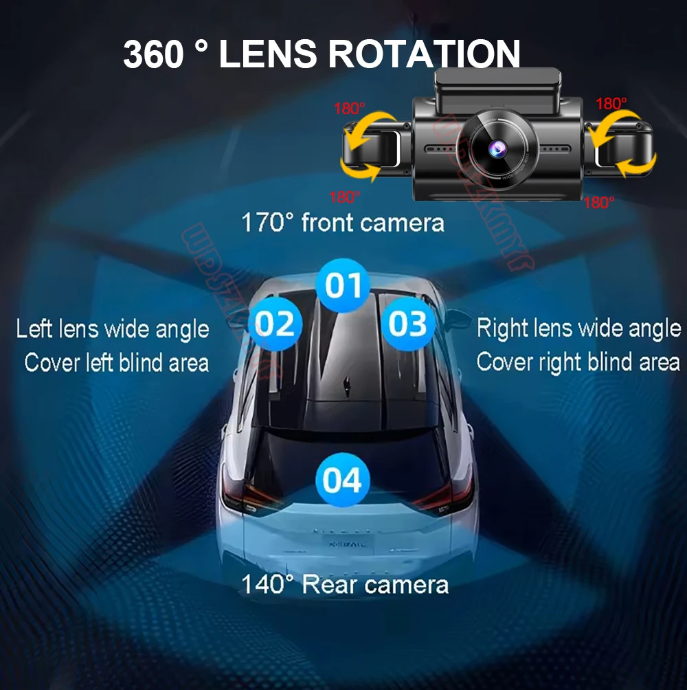 360° Car Dash Cam 4 Channels Video Recorder 1080P Car DVR 24H Parking Monitor Front Right With Rear View Night Vision Black Box 360° Car Dash Cam 4 Channels Video Recorder 1080P Car DVR 24H Parking Monitor Front Right With Rear View Night Vision Black Box