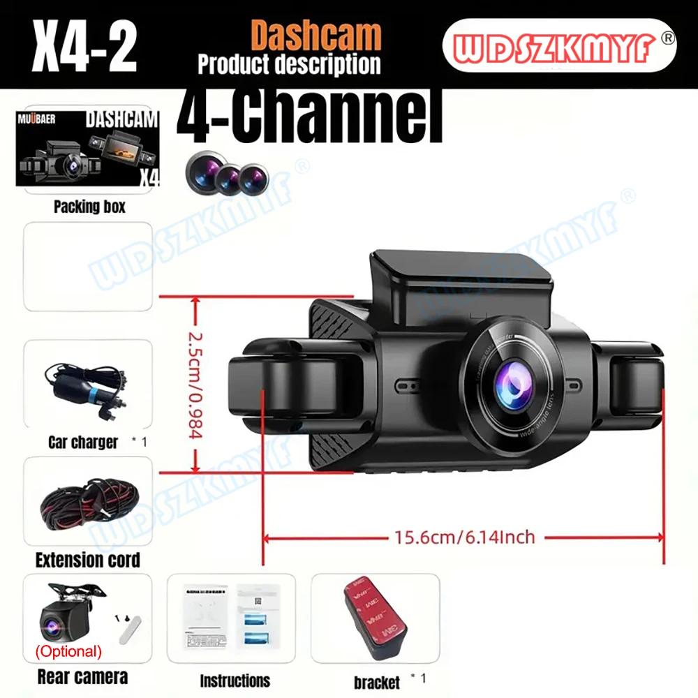 360° Car Dash Cam 4 Channels Video Recorder 1080P Car DVR 24H Parking Monitor Front Right With Rear View Night Vision Black Box 360° Car Dash Cam 4 Channels Video Recorder 1080P Car DVR 24H Parking Monitor Front Right With Rear View Night Vision Black Box