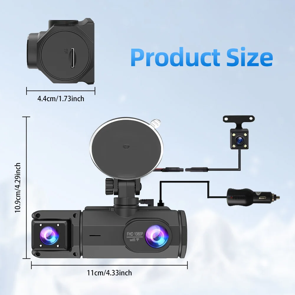 WIFI APP Control Car Dvr 2/3 Channel 1080P Dash Cam for Cars Front and Rear View Recorder Video Car Camera for Car Assecories WIFI APP Control Car Dvr 2/3 Channel 1080P Dash Cam for Cars Front and Rear View Recorder Video Car Camera for Car Assecories