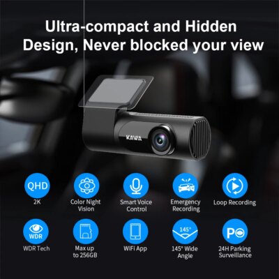 1440P KAWA Car DVR D6 Dash Cam 2K Video Recorder WiFi/App/Voice Control Dash Camera WDR G sensor Night Vision Hidden Dashcam - Image 6