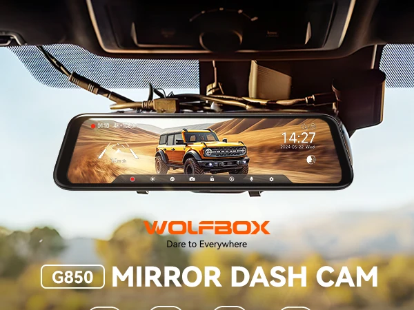 WOLFBOX G850 Front and Rear 4K 5.8Ghz WIFI Voice Control Dash Cam Car Camera WDR 1080P Dash Camera GPS Night Vision 24H Parking WOLFBOX G850 Front and Rear 4K 5.8Ghz WIFI Voice Control Dash Cam Car Camera WDR 1080P Dash Camera GPS Night Vision 24H Parking
