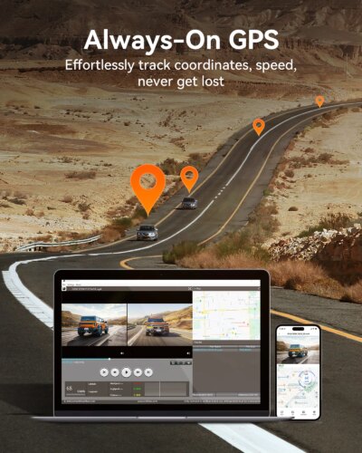 WOLFBOX G850 Front and Rear 4K 5.8Ghz WIFI Voice Control Dash Cam Car Camera WDR 1080P Dash Camera GPS Night Vision 24H Parking - Image 4