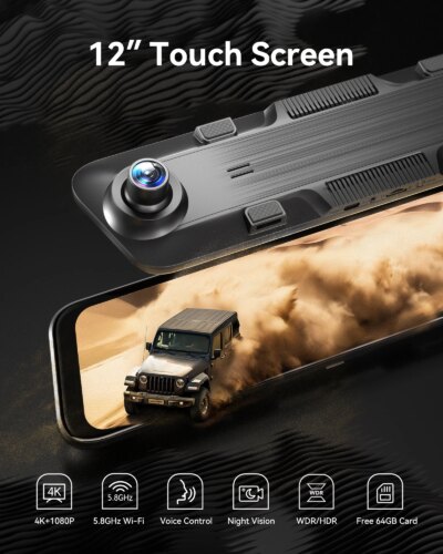 WOLFBOX G850 Front and Rear 4K 5.8Ghz WIFI Voice Control Dash Cam Car Camera WDR 1080P Dash Camera GPS Night Vision 24H Parking - Image 5