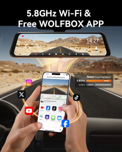 WOLFBOX G850 Front and Rear 4K 5.8Ghz WIFI Voice Control Dash Cam Car Camera WDR 1080P Dash Camera GPS Night Vision 24H Parking - Image 2