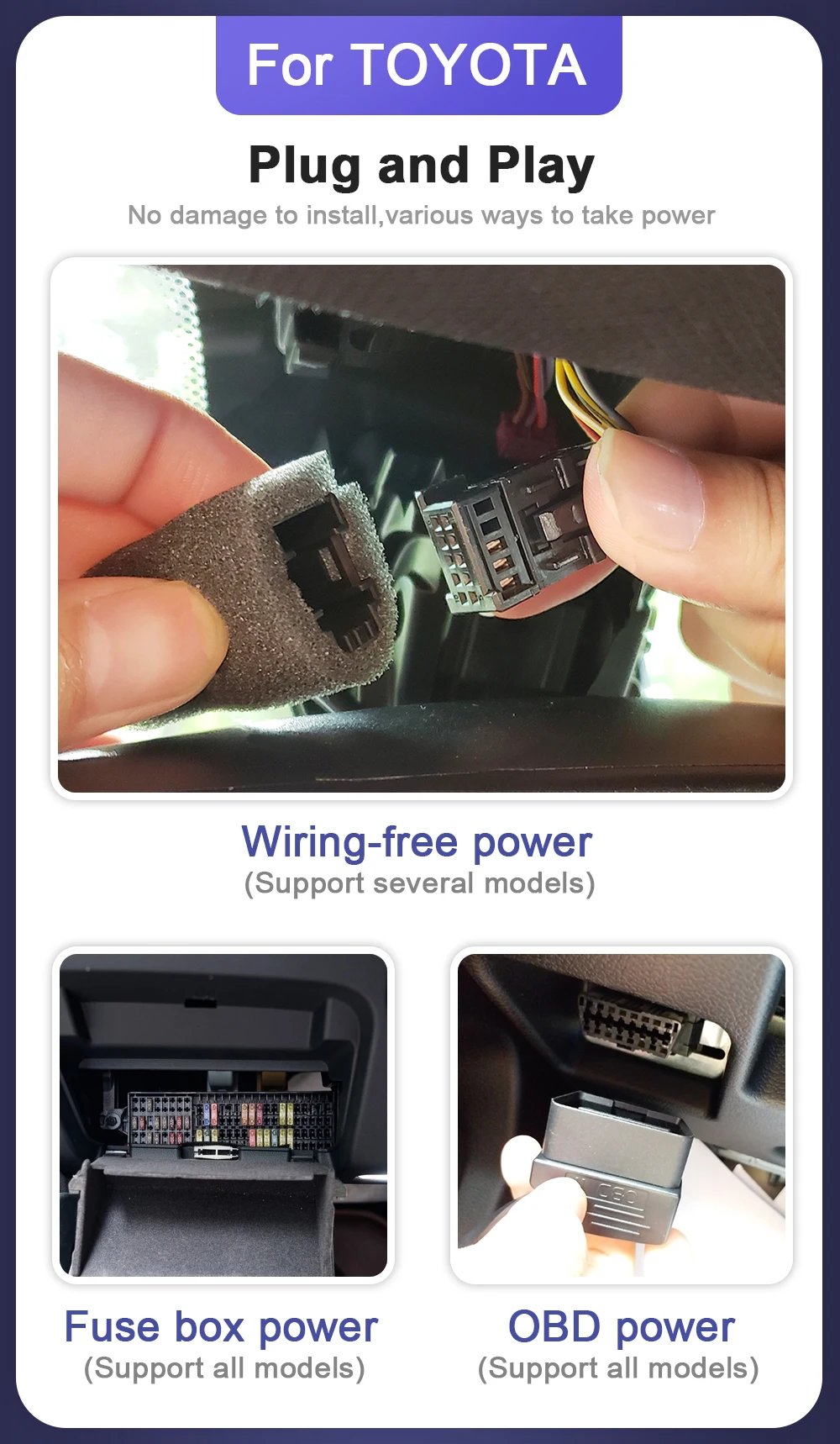 Fitcamx 4K Dash Cam for Toyota Corolla Cross L/LE/XLE/SE/GR Sport, Hybrid LE/XLE 2022-2025, OEM Style Car DVR with Night Vision