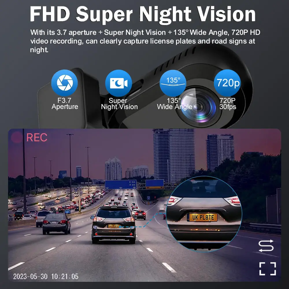 TAVALER Mini HD Car Video Recorder DVR Dash Cam 24 Hours Parking Monitor Car  Driving Record 720P/1080P HD USB/WIFI Dash Camera