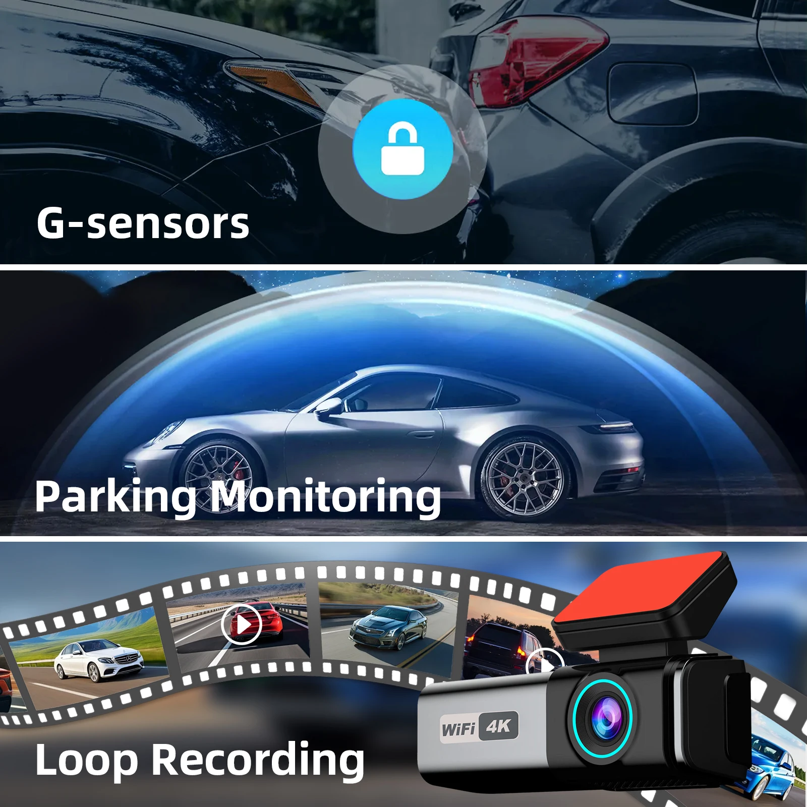 Aprilboy 4K WIFI Dash Cam 2160P Car DVR Front and Rear Dual Lens Auto Car Camera with Night Vision G-Sensor 24H Parking Monitor Aprilboy 4K WIFI Dash Cam 2160P Car DVR Front and Rear Dual Lens Auto Car Camera with Night Vision G-Sensor 24H Parking Monitor
