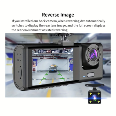Dash Cam W/ IR Night Vision Loop Recording & 2" IPS Screen 1080P 3 Camera ， DVR recorder, video recorder, Vehicle DVR - Image 6