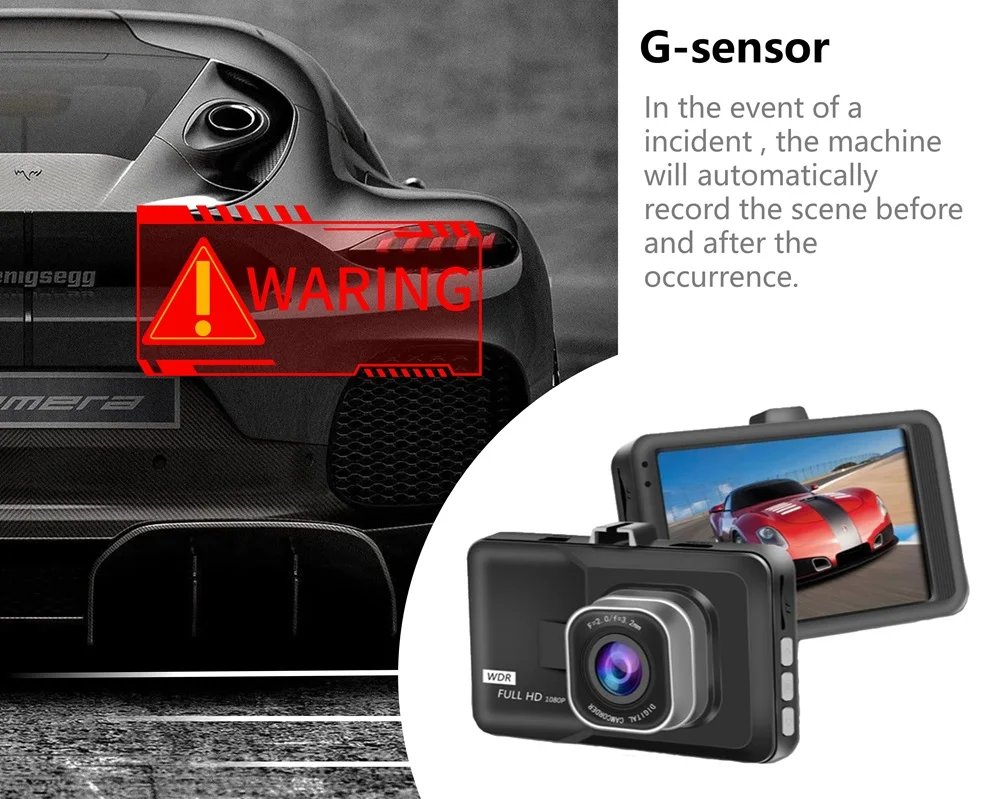 XUSHIDZ Q08 1080P Dash Camera with G-sensor Dashcam Vehicle Video Recorder Super Night Vision DVR Car Camera Loop Recording
