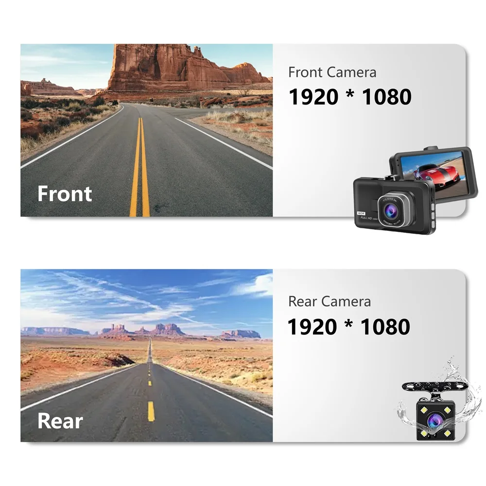 XUSHIDZ Q08 1080P Dash Camera with G-sensor Dashcam Vehicle Video Recorder Super Night Vision DVR Car Camera Loop Recording