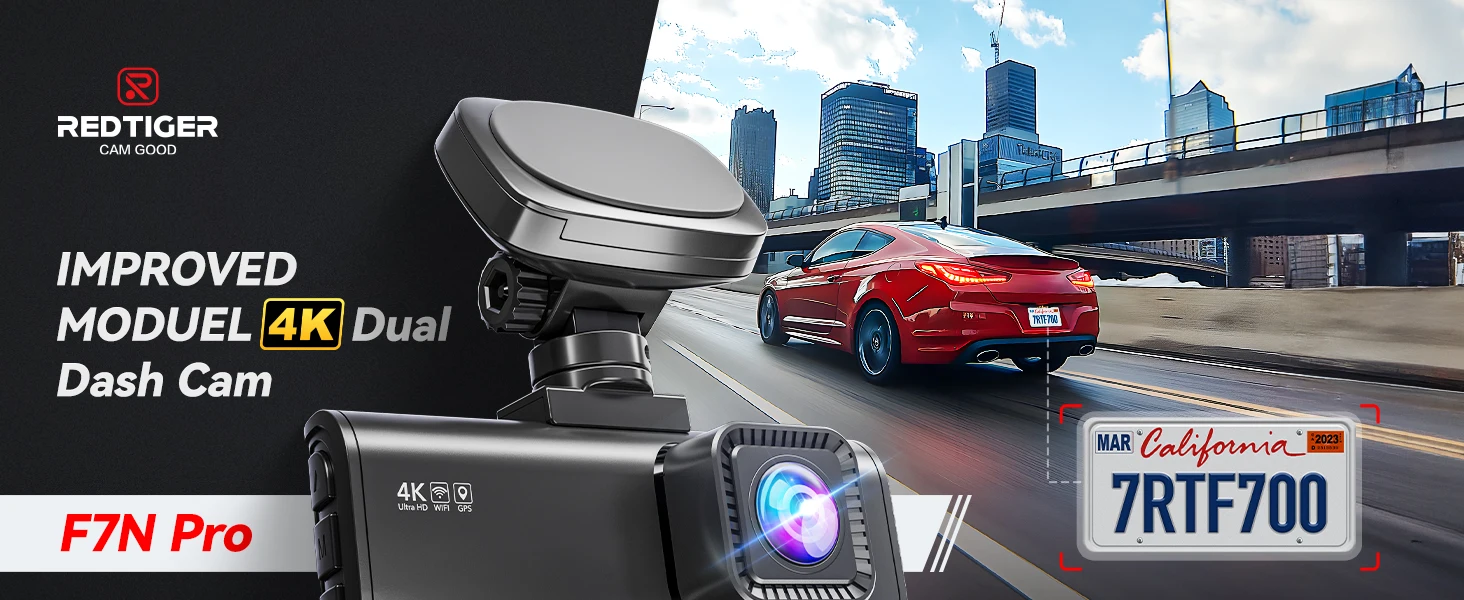 REDTIGER F7N PRO Dash Camera 4K Video Recorder  Built In WiFi GPS FOV 170 Dash Cam With SONY STARVIS 2 SENSOR Night Vision