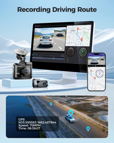 AZDOME Dash Cam GS63H Pro 4K+1080P 2.4" IPS Screen 150°FOV Built-in ADAS WiFi 6 GPS Car DVR G-Sensor 24H Parking Monitor Camare - Image 3