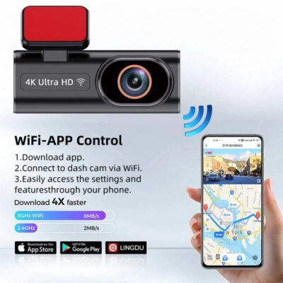 ACCEO Dash Cam WIFI GPS Mini Car DVR Front 4K and Rear 1080P Dual Lens Room Camera Night Vision 24H Parking Monitor Black Box - Image 4