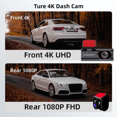 ACCEO Dash Cam WIFI GPS Mini Car DVR Front 4K and Rear 1080P Dual Lens Room Camera Night Vision 24H Parking Monitor Black Box - Image 2