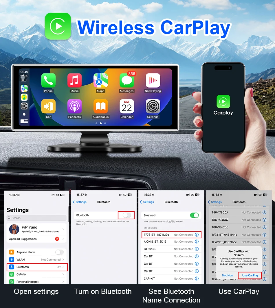 10/11.26 inch Dash Cam 4K Car DVR Wireless Carplay & Android Auto GPS Navigation Video Recorder Dashboard Dual Lens Wifi FM AUX 10/11.26 inch Dash Cam 4K Car DVR Wireless Carplay & Android Auto GPS Navigation Video Recorder Dashboard Dual Lens Wifi FM AUX