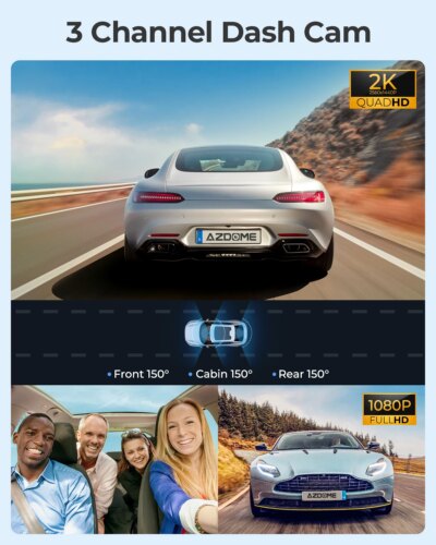 AZDOME M550 Pro 5.8Ghz WiFi 2/3 Channel Dash Cam 4K+1080P Built-in GPS 3.19" IPS Screen Car DVR IR Night Vision 24H Parking Mode - Image 2
