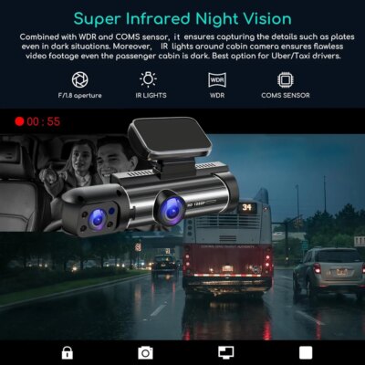 Dual Lens Car DVR FHD 1920*1080P Dash Camera Cabin Dashcam Vehicle Video Dash Cam Drive Recorder Interior Mini Dvrs Black Box - Image 5
