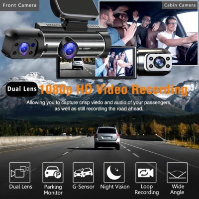 Dual Lens Car DVR FHD 1920*1080P Dash Camera Cabin Dashcam Vehicle Video Dash Cam Drive Recorder Interior Mini Dvrs Black Box - Image 2