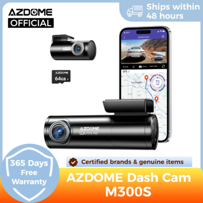 AZDOME Dash Cam M300S 4K+1080P Dual Dash Car Camera Built-in 5.8GHz WiFi GPS Car DVR 24H Parking Mode Night Vision Black Box