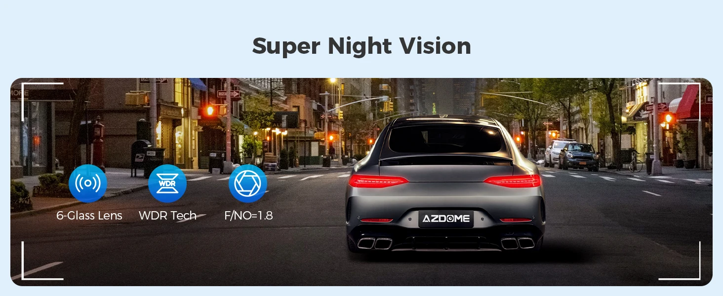 AZDOME Dash Cam M300S 4K+1080P Dual Dash Car Camera Built-in 5.8GHz WiFi GPS Car DVR 24H Parking Mode Night Vision Black Box