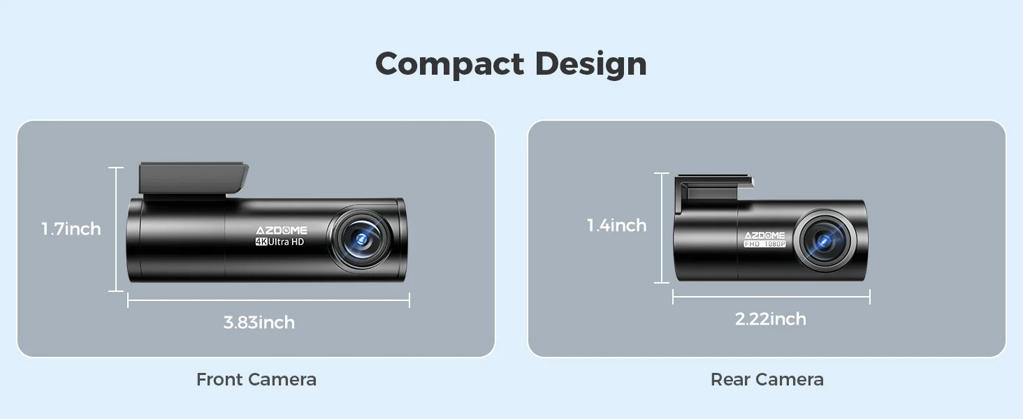 AZDOME Dash Cam M300S 4K+1080P Dual Dash Car Camera Built-in 5.8GHz WiFi GPS Car DVR 24H Parking Mode Night Vision Black Box
