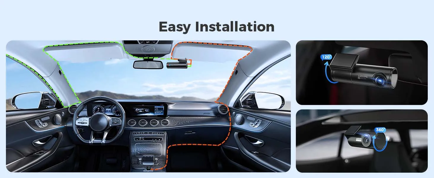 AZDOME Dash Cam M300S 4K+1080P Dual Dash Car Camera Built-in 5.8GHz WiFi GPS Car DVR 24H Parking Mode Night Vision Black Box