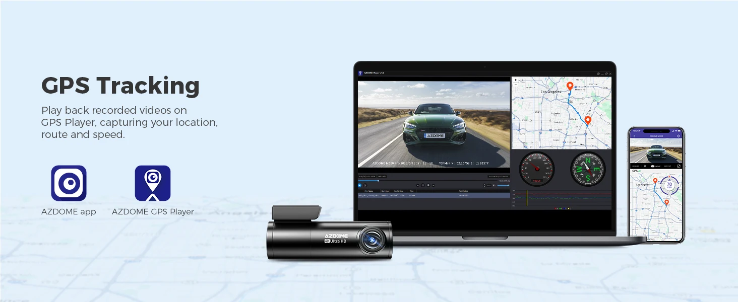 AZDOME Dash Cam M300S 4K+1080P Dual Dash Car Camera Built-in 5.8GHz WiFi GPS Car DVR 24H Parking Mode Night Vision Black Box
