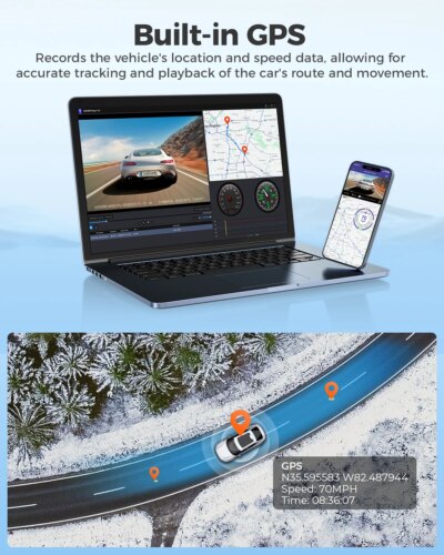 AZDOME Dash Cam M300S 4K+1080P Dual Dash Car Camera Built-in 5.8GHz WiFi GPS Car DVR 24H Parking Mode Night Vision Black Box - Image 6
