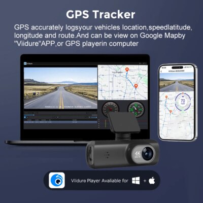 UHD 4K Dash Cam Dual Lens Driving Recorder Car DVR 1080P Rear Lens Camera Built-In WiFi GPS 24-Hour Parking Monitoring Black Box - Image 5
