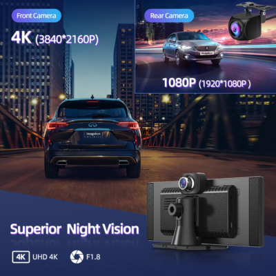 Imagebon H70 Pro 11.4″ 4K ADAS Dash Cam QLED In-Cell Display Wireless CarPlay & Android Auto Dual Recording Night Vision Car DVR - Image 5