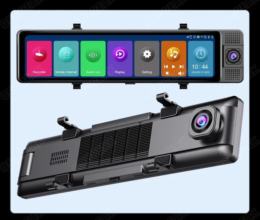 2.5K 11.26 Inch 3 Channel Dash Cam GPS with Wireless Apple Carplay & Android Auto Voice Control Backup Camera IR Night Vision