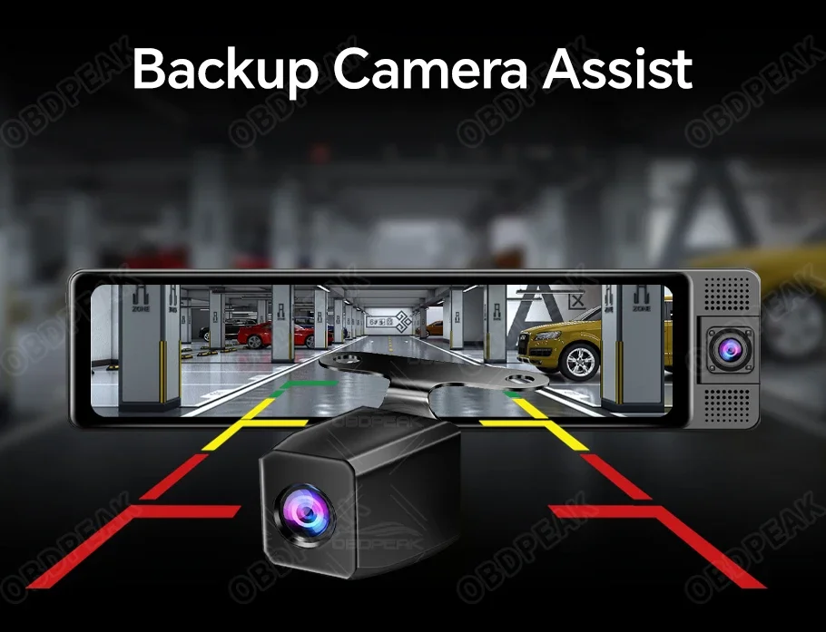 2.5K 11.26 Inch 3 Channel Dash Cam GPS with Wireless Apple Carplay & Android Auto Voice Control Backup Camera IR Night Vision