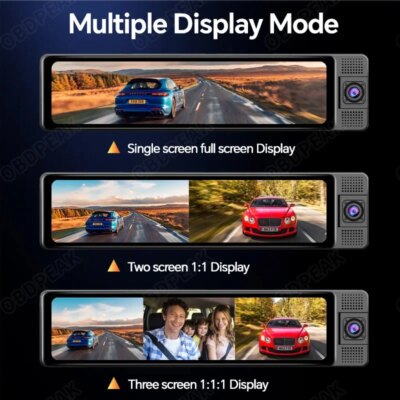 2.5K 11.26 Inch 3 Channel Dash Cam GPS with Wireless Apple Carplay & Android Auto Voice Control Backup Camera IR Night Vision - Image 3