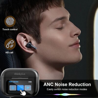 Original Thinkplus Wireless Bluetooth Earphones ANC Noise Reduction Earbuds HD Mic Call Gamer Earbuds LED Touch Screen Control - Image 3