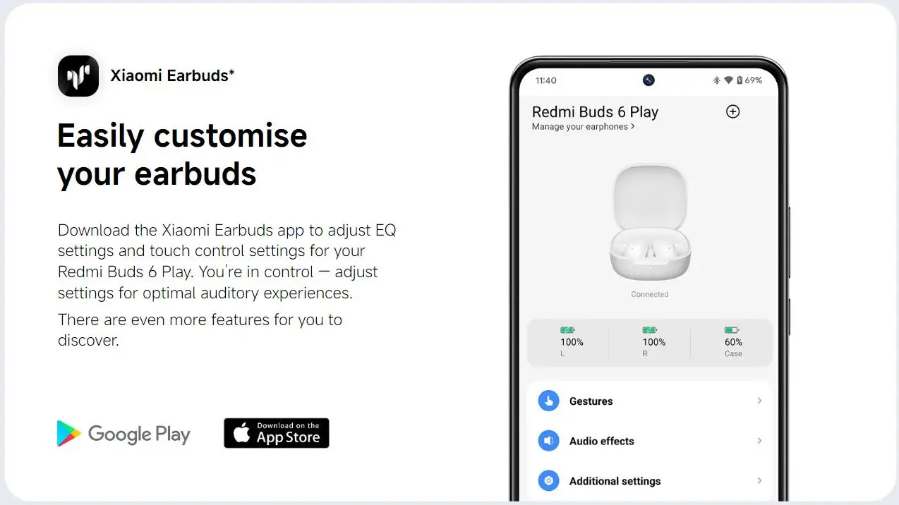 New Xiaomi Redmi Buds 6 Play Wireless Bluetooth Earphone, AI Noise Reduction, BT5.4, Touch Control Wireless Earphone 5 EQ Modes