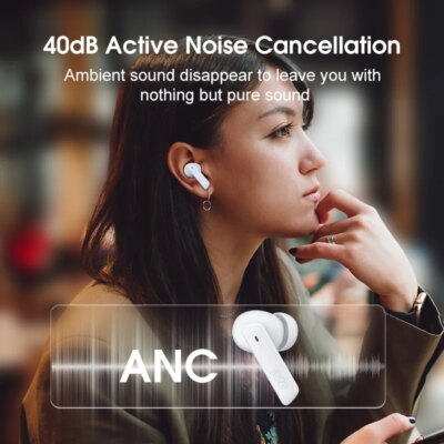 QCY HT05 ANC Wireless Earphone 40dB Noise Cancelling Bluetooth 5.2 Headphone 6 Mic ENC HD Call TWS Earbuds Transparency Mode - Image 2