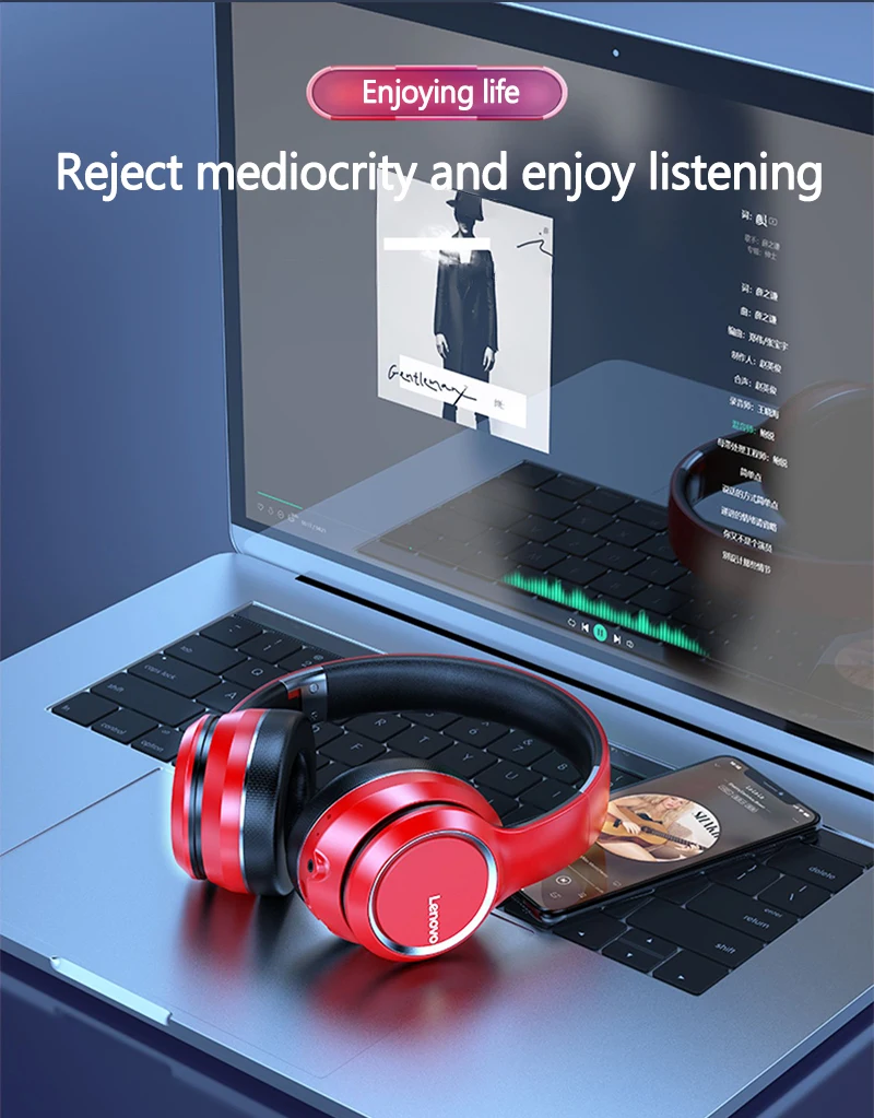 Lenovo HD200 Bluetooth Earphones Over-ear Foldable Computer Wireless Headphones Noise Cancellation HIFI Stereo Gaming Headset Lenovo HD200 Bluetooth Earphones Over-ear Foldable Computer Wireless Headphones Noise Cancellation HIFI Stereo Gaming Headset