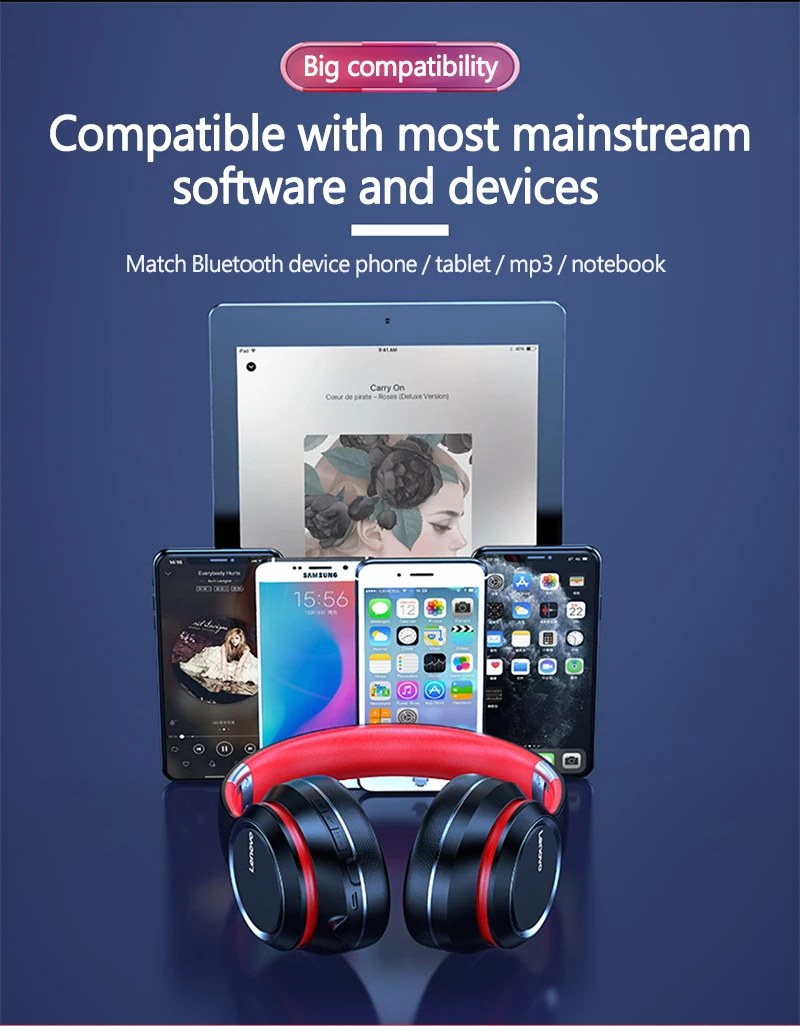 Lenovo HD200 Bluetooth Earphones Over-ear Foldable Computer Wireless Headphones Noise Cancellation HIFI Stereo Gaming Headset Lenovo HD200 Bluetooth Earphones Over-ear Foldable Computer Wireless Headphones Noise Cancellation HIFI Stereo Gaming Headset