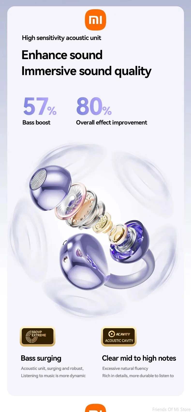 Xiaomi Open Ear Clip Earbuds ENC Wireless Bluetooth5.4 Headphone Noise Cancelling Earphone With Mic For Android iOS Xiaomi Open Ear Clip Earbuds ENC Wireless Bluetooth5.4 Headphone Noise Cancelling Earphone With Mic For Android iOS