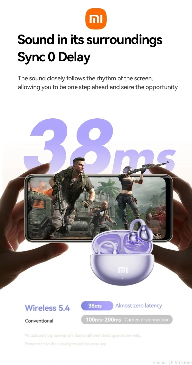 Xiaomi Open Ear Clip Earbuds ENC Wireless Bluetooth5.4 Headphone Noise Cancelling Earphone With Mic For Android iOS Xiaomi Open Ear Clip Earbuds ENC Wireless Bluetooth5.4 Headphone Noise Cancelling Earphone With Mic For Android iOS