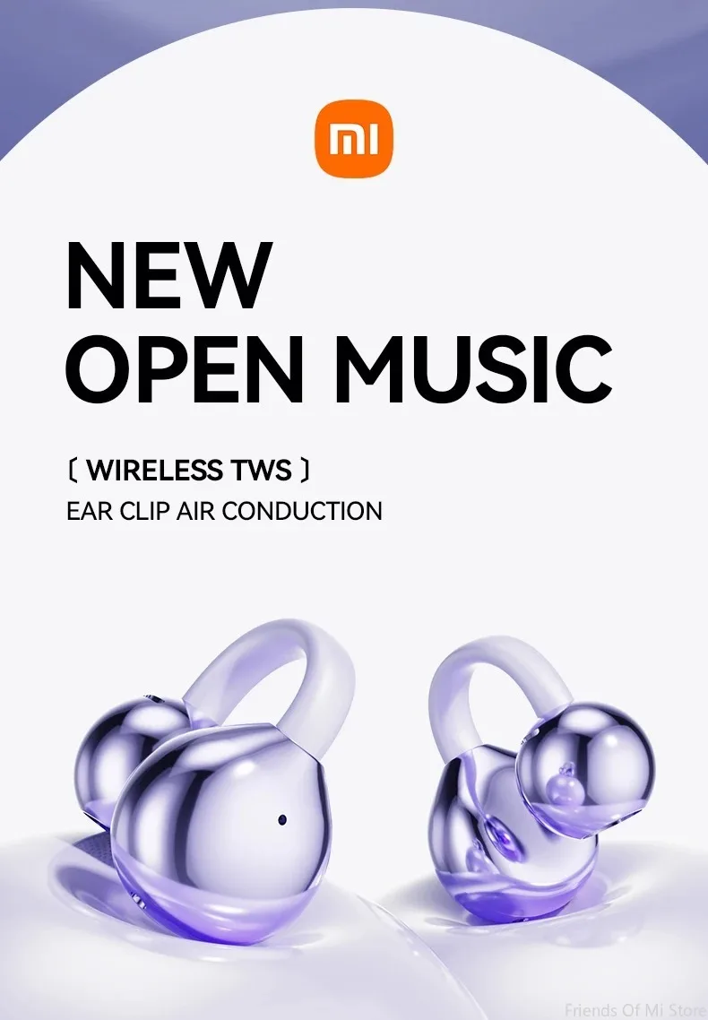 Xiaomi Open Ear Clip Earbuds ENC Wireless Bluetooth5.4 Headphone Noise Cancelling Earphone With Mic For Android iOS Xiaomi Open Ear Clip Earbuds ENC Wireless Bluetooth5.4 Headphone Noise Cancelling Earphone With Mic For Android iOS