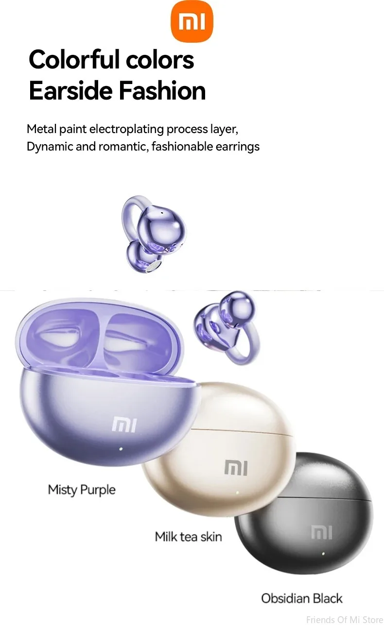Xiaomi Open Ear Clip Earbuds ENC Wireless Bluetooth5.4 Headphone Noise Cancelling Earphone With Mic For Android iOS Xiaomi Open Ear Clip Earbuds ENC Wireless Bluetooth5.4 Headphone Noise Cancelling Earphone With Mic For Android iOS