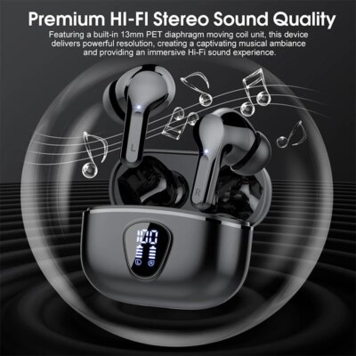 Wireless Earbuds BT5.3 Headphones HiFi Stereo EarBuds with ENC Noise Cancelling Mic 48H LED Display IP7 Waterproof Earphones - Image 2